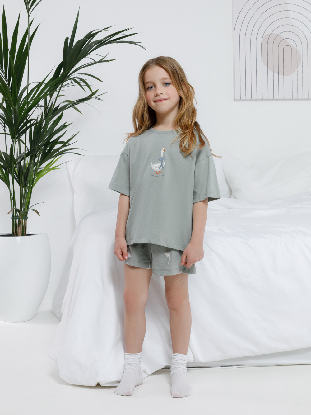 Пижама для девочки, артикул: МП 1658, цвет: зеленый