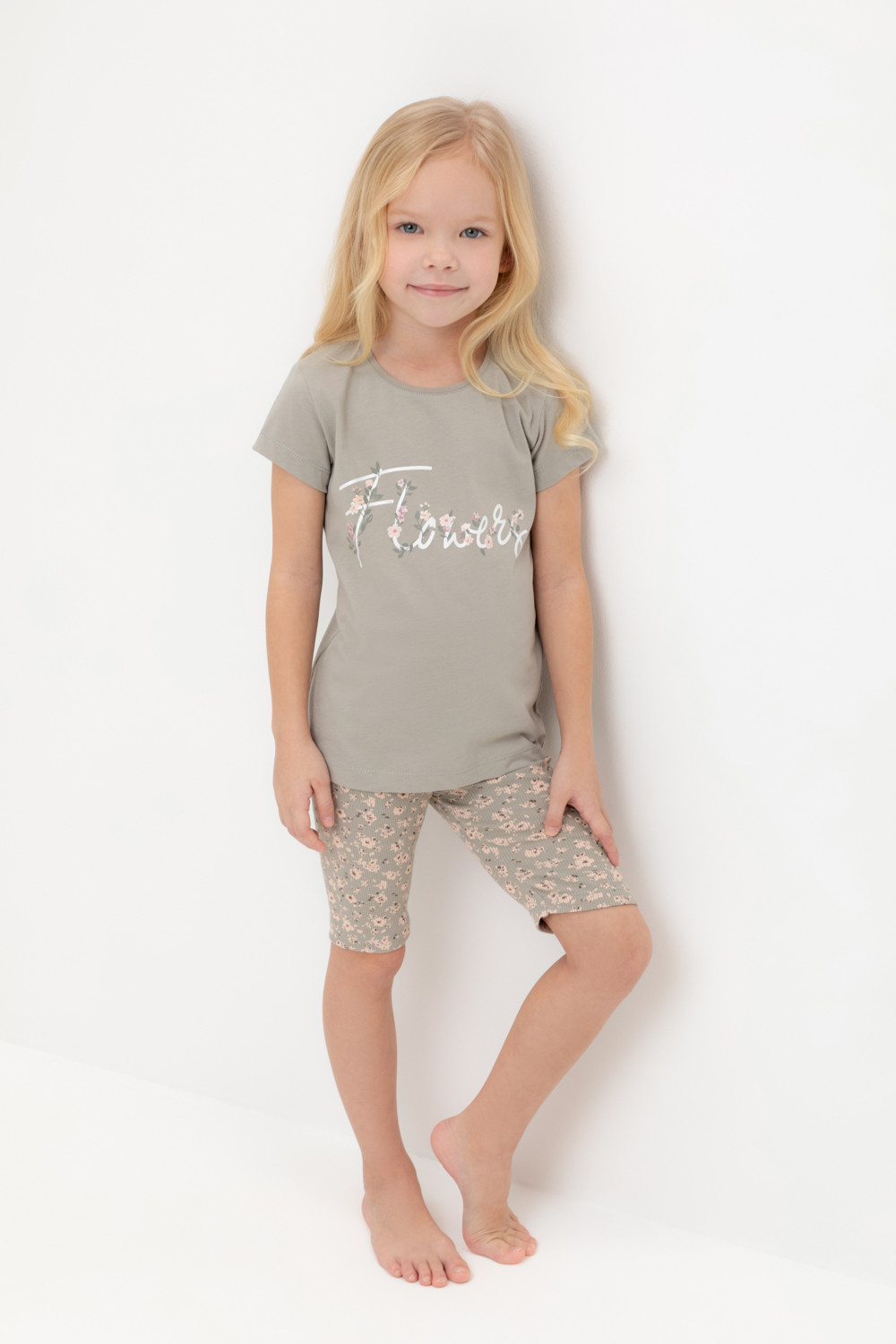 Пижама для девочки, артикул: К 1647, цвет: хаки