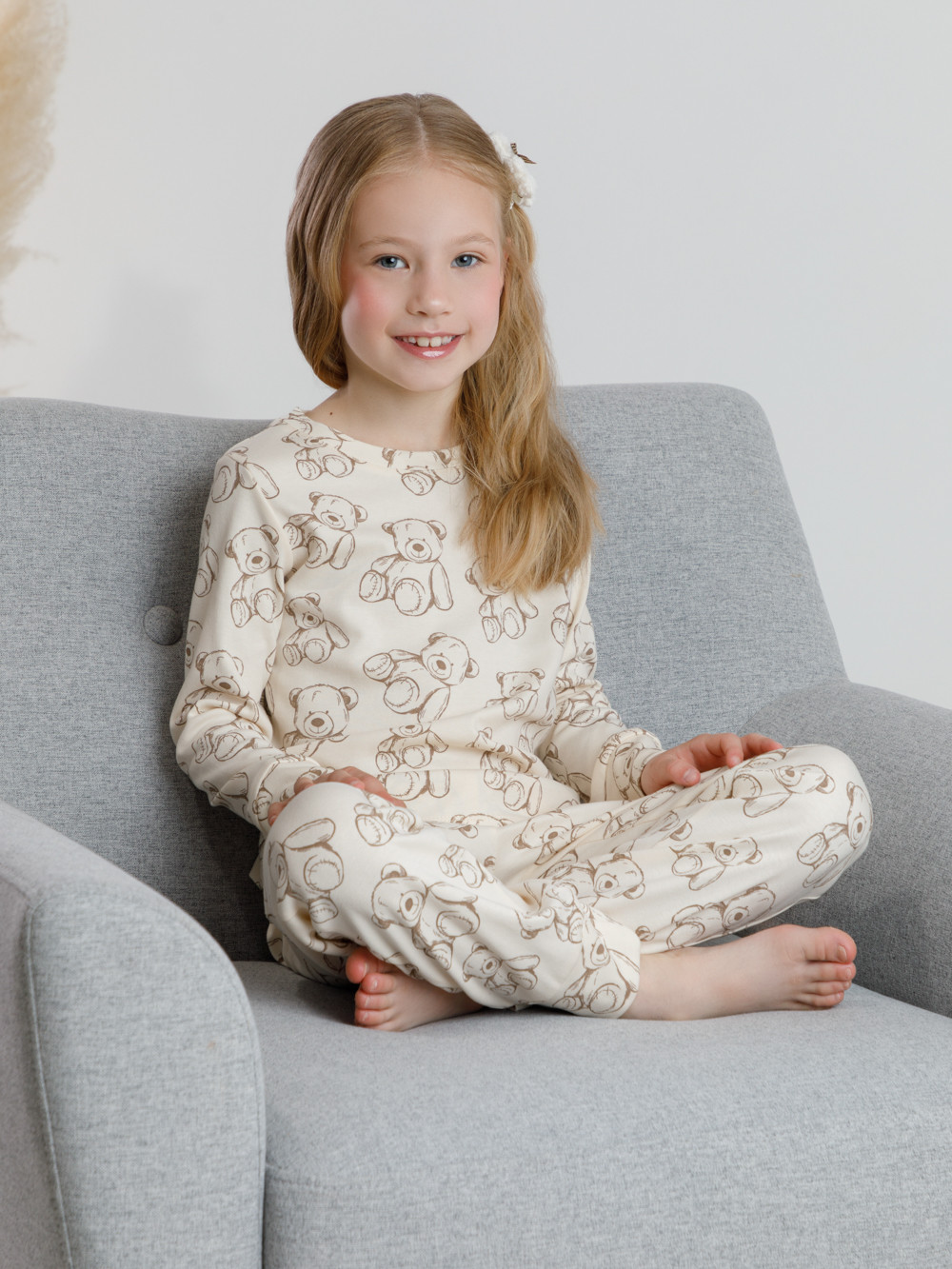 Пижама для девочки, артикул: К 1552, цвет: светло-бежевый