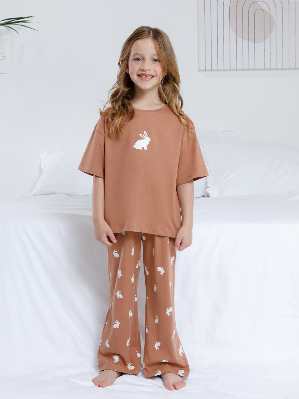 Пижама для девочки, артикул: МП 1657, цвет: кофейный