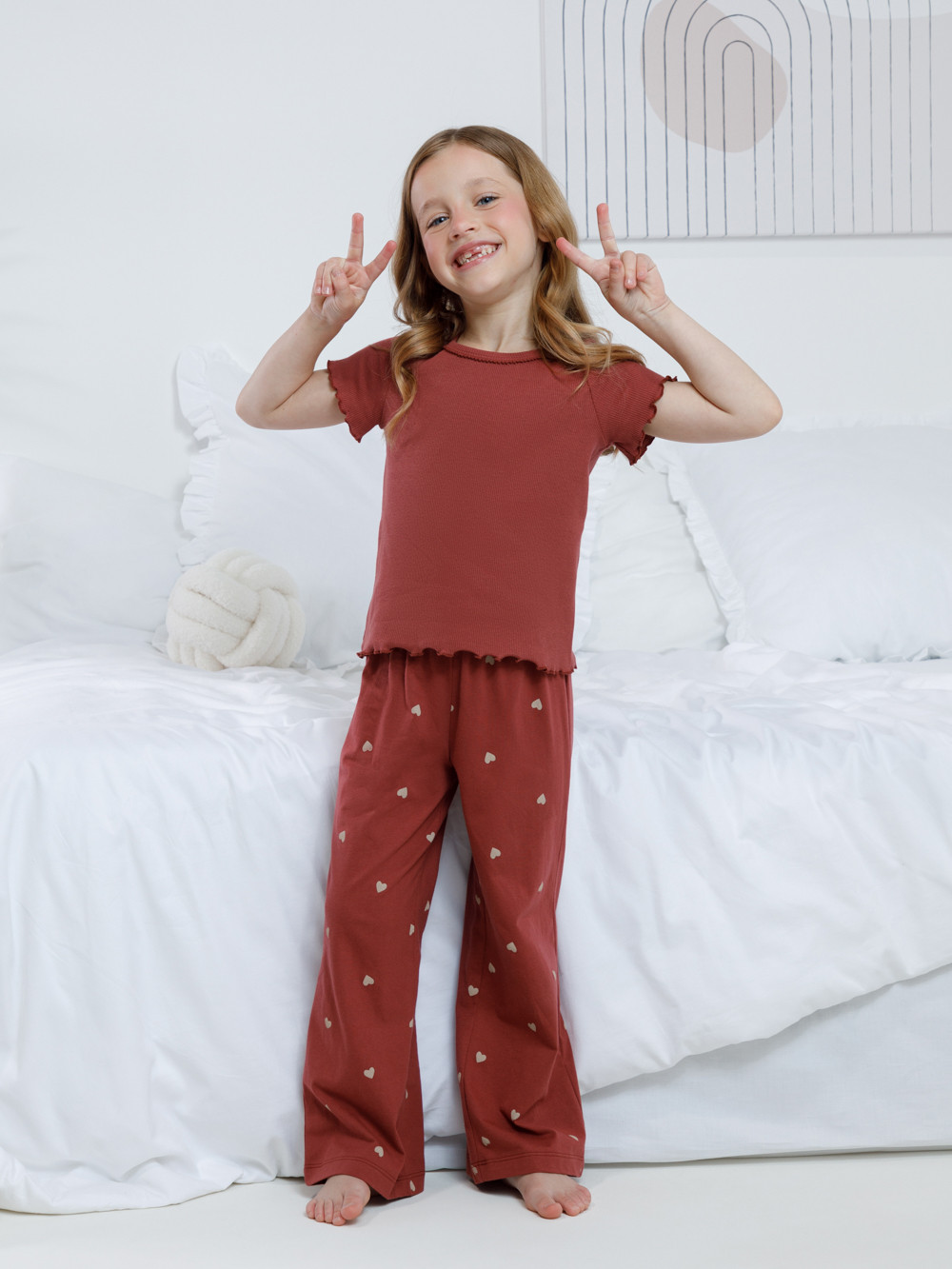Пижама для девочки, артикул: МП 1659, цвет: коричневый