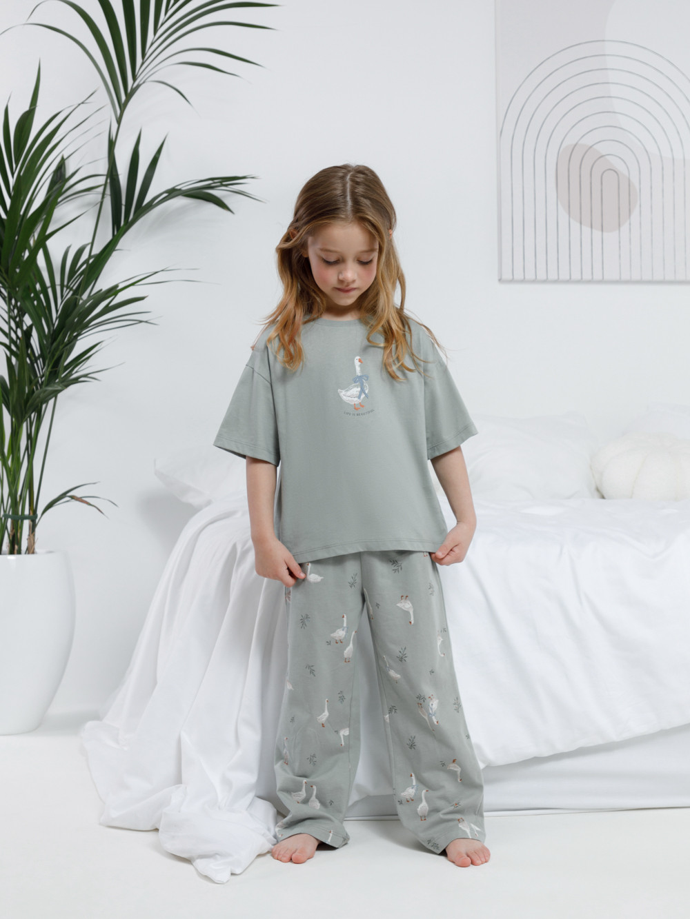 Пижама для девочки, артикул: МП 1657, цвет: зеленый