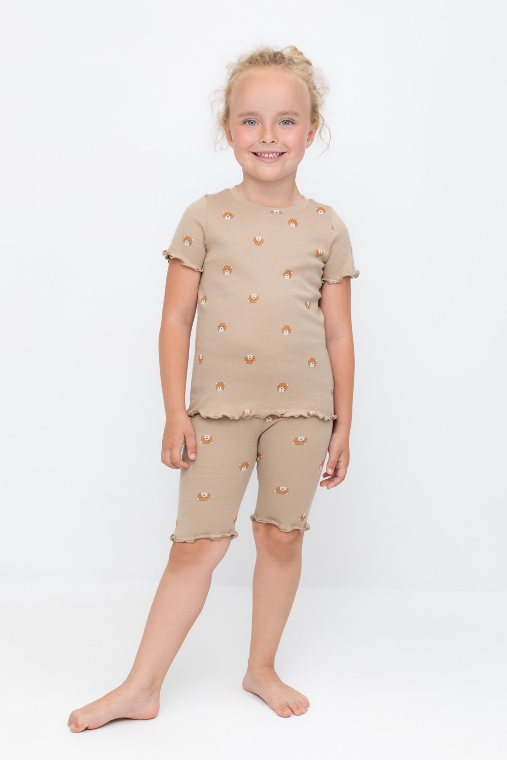 Пижама для девочки, артикул: К 1632, цвет: бежевый