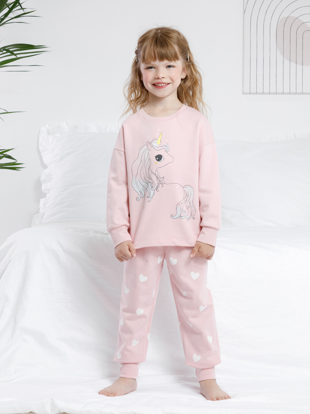 Пижама для девочки, артикул: К 1567, цвет: розовый