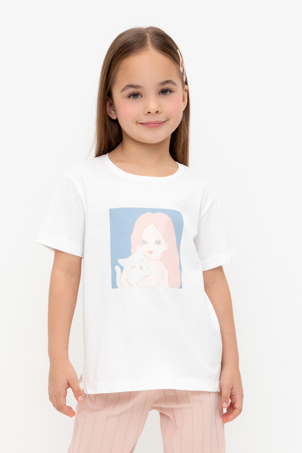 Футболка для девочки, артикул: КР 302726, цвет: сахар