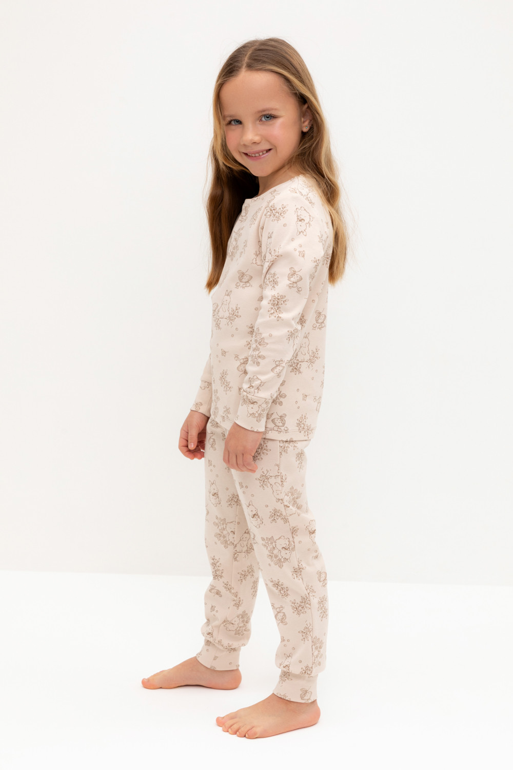 Пижама для девочки, артикул: К 1552, цвет: бежевый, фото 3