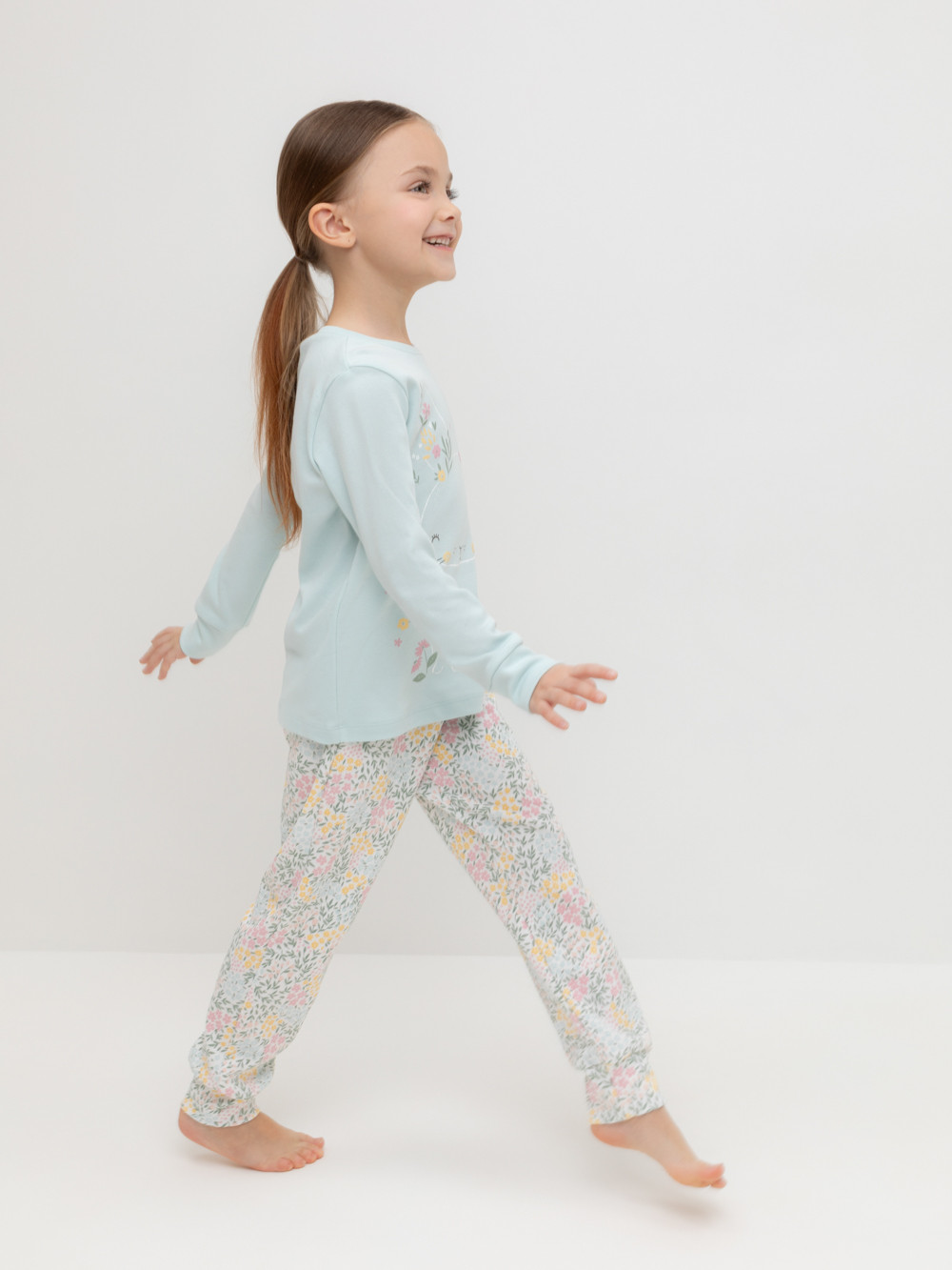 Пижама для девочки, артикул: К 1541, цвет: голубой, фото 2
