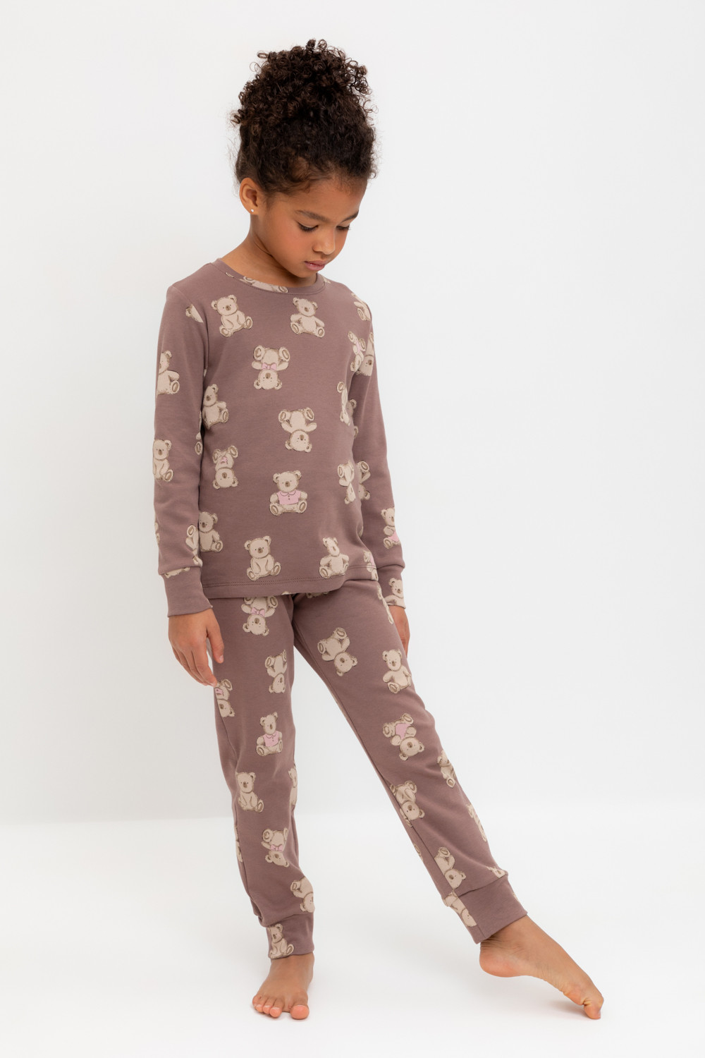 Пижама для девочки, артикул: К 1552, цвет: коричневый, фото 3