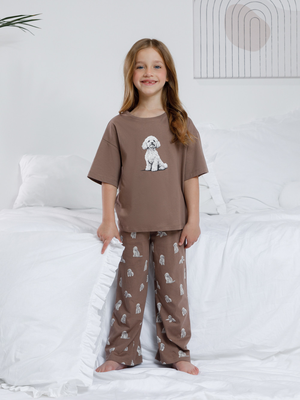 Пижама для девочки, артикул: МП 1657, цвет: коричневый, фото 3