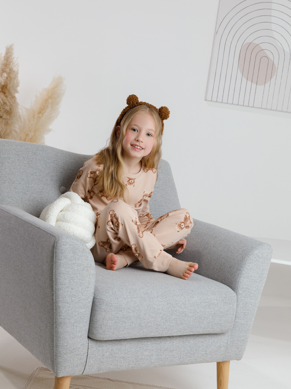 Пижама для девочки, артикул: К 1552, цвет: светло-бежевый, фото 3