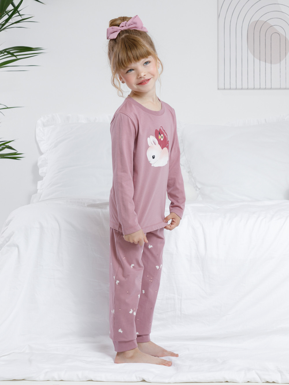 Пижама для девочки, артикул: К 1606, цвет: розовый, фото 3