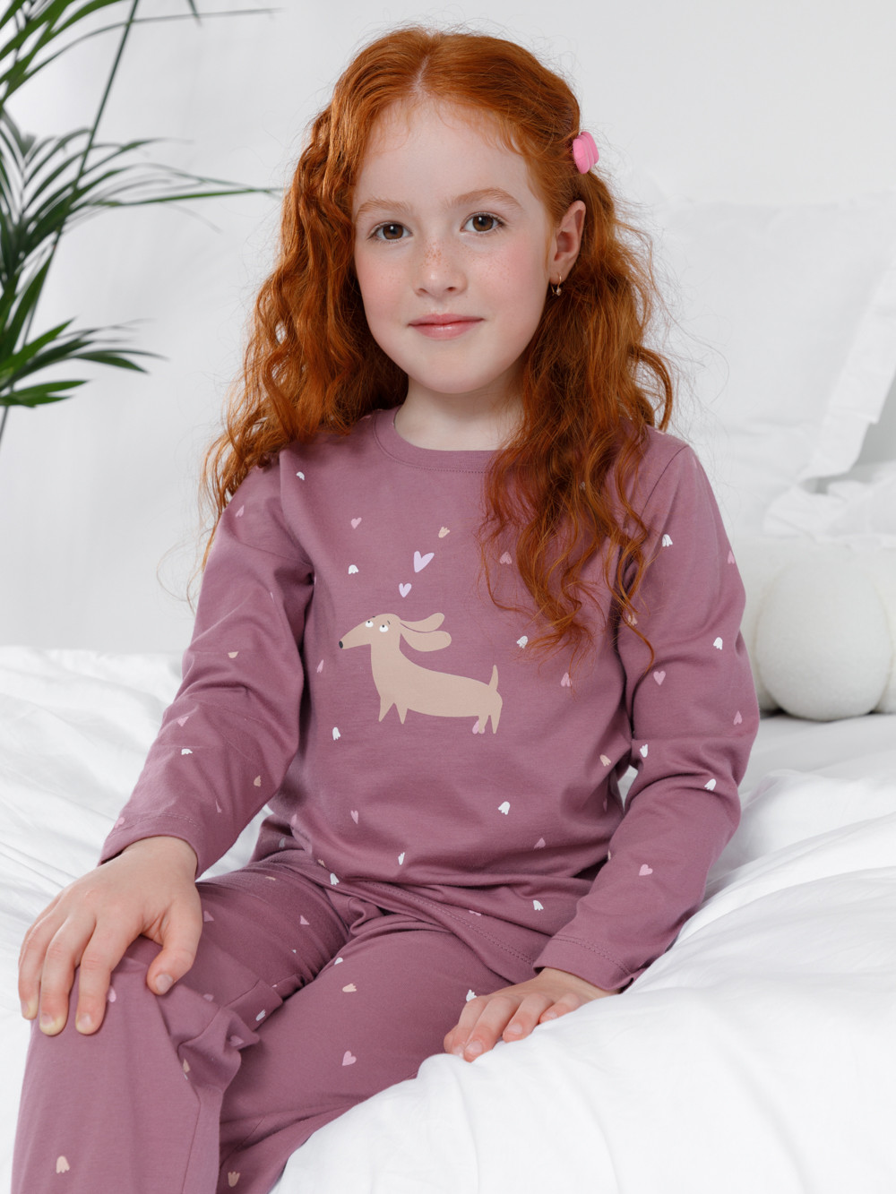 Пижама для девочки, артикул: К 1637, цвет: бордовый, фото 4