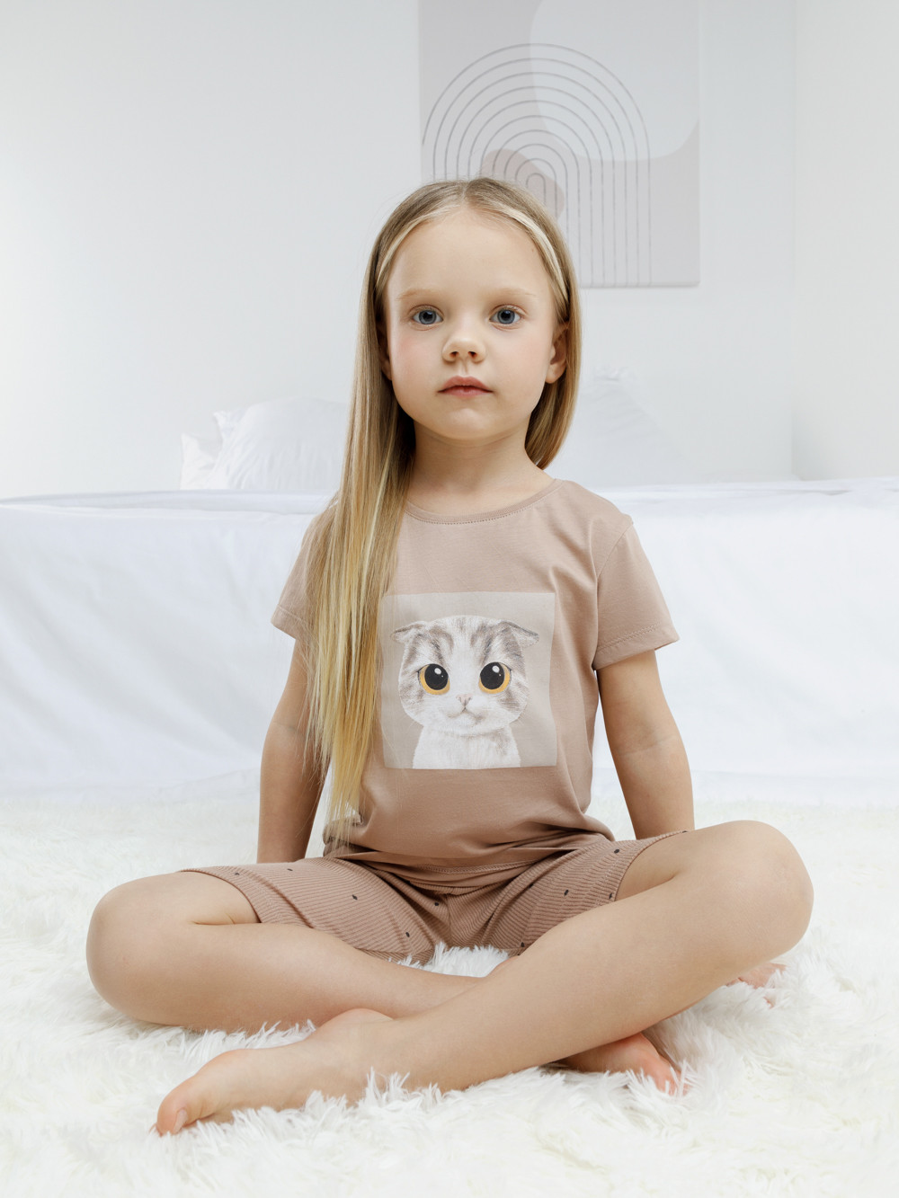 Пижама для девочки, артикул: К 1647, цвет: бежевый, фото 4