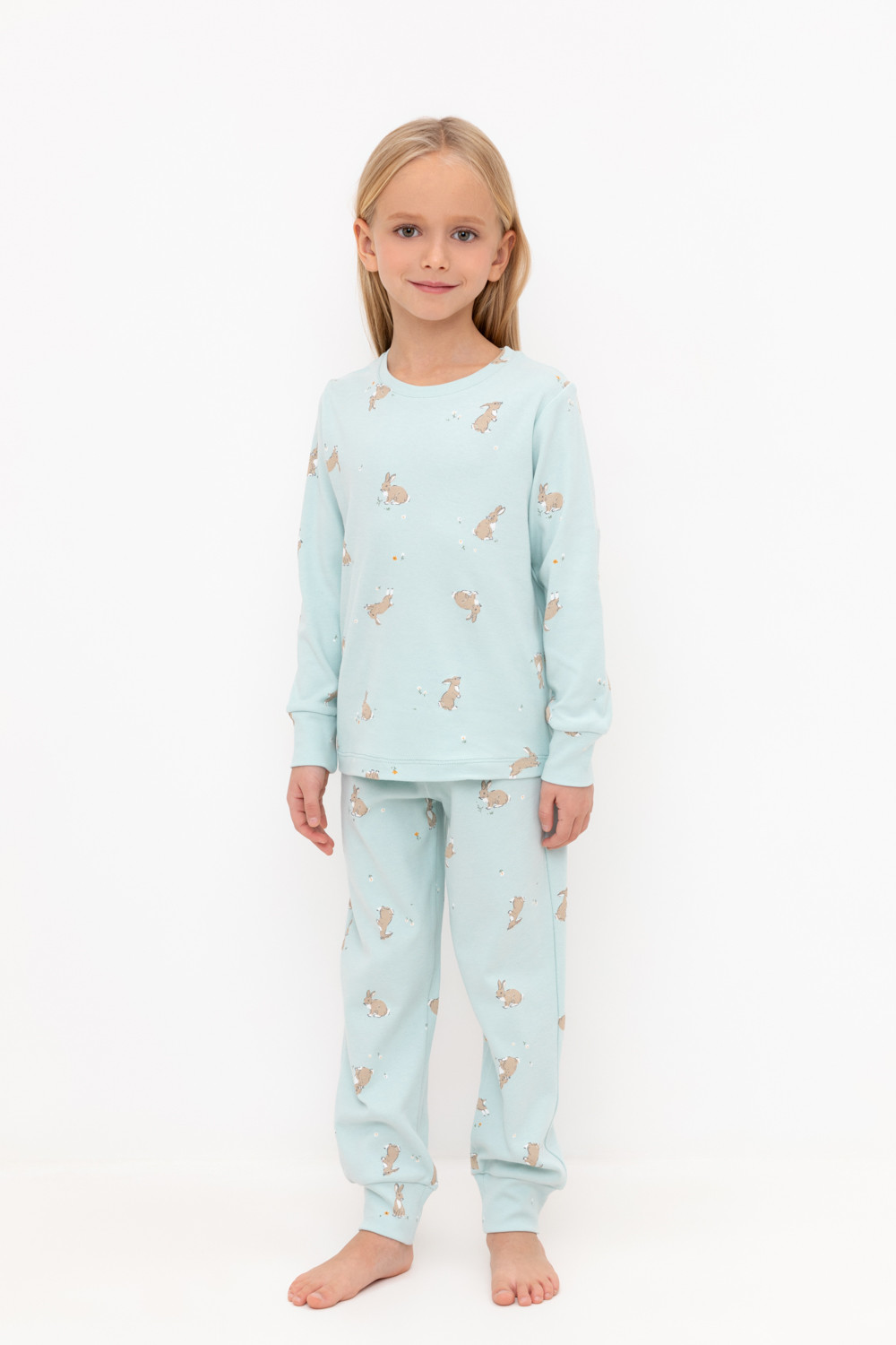 Пижама для девочки, артикул: К 1552, цвет: светло-голубой, фото 5