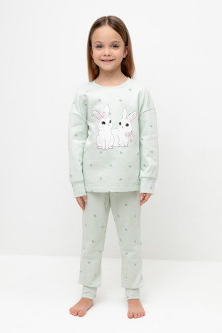 Пижама для девочки, артикул: К 1581, цвет: зеленый
