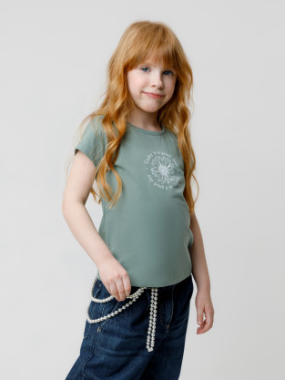Футболка для девочки, артикул: КП 302763, цвет: зеленый
