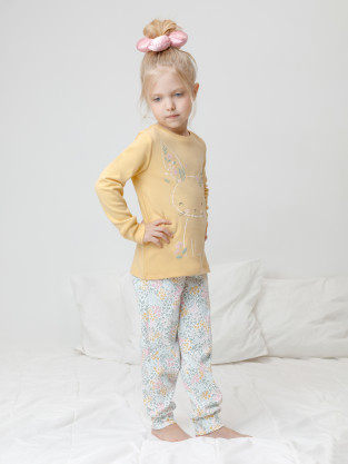 Пижама для девочки, артикул: К 1541, цвет: желтый