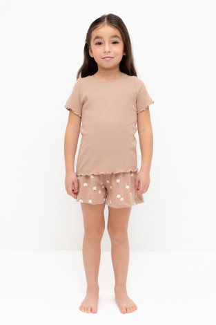Пижама для девочки, артикул: К 1596, цвет: бежевый