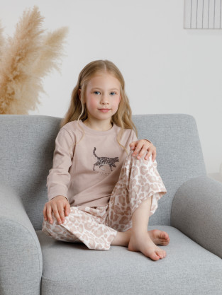 Пижама для девочки, артикул: К 1623, цвет: кофейный