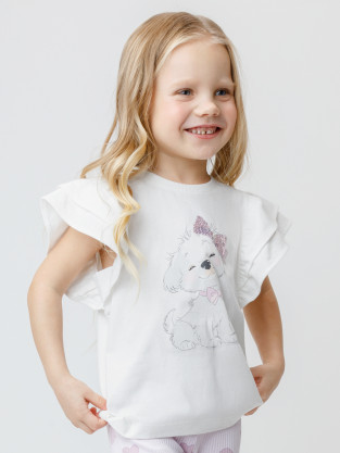 Футболка для девочки, артикул: КР 302708, цвет: сахар