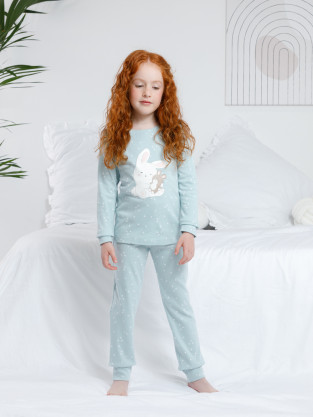 Пижама для девочки, артикул: К 1621, цвет: голубой