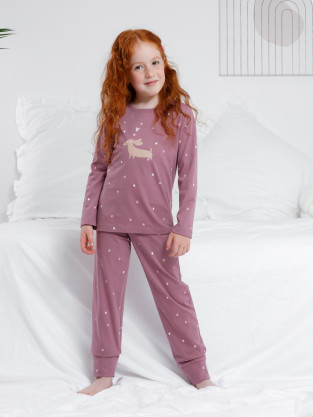 Пижама для девочки, артикул: К 1637, цвет: бордовый