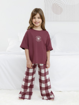 Пижама для девочки, артикул: МП 1657, цвет: коричневый