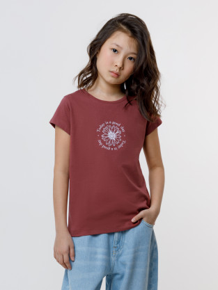 Футболка для девочки, артикул: КП 302763, цвет: коричневый