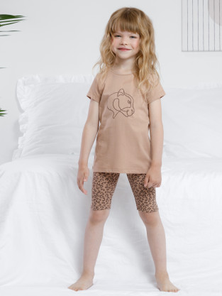 Пижама для девочки, артикул: К 1647, цвет: бежевый
