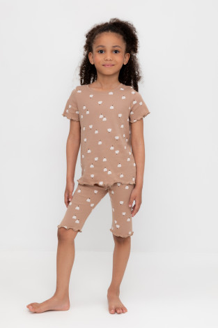 Пижама для девочки, артикул: К 1632, цвет: бежевый