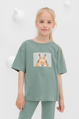 Футболка для девочки, артикул: КР 302168-1, цвет: зеленый