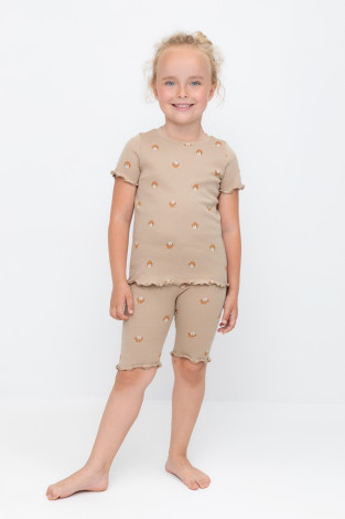 Пижама для девочки, артикул: К 1632, цвет: бежевый