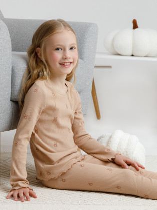 Пижама для девочки, артикул: К 1618, цвет: бежевый