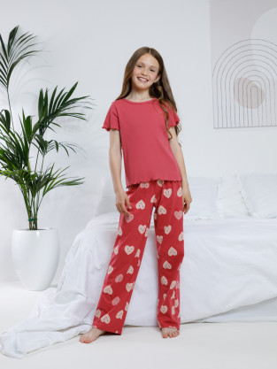 Пижама для девочки, артикул: МП 1659-1, цвет: бордовый