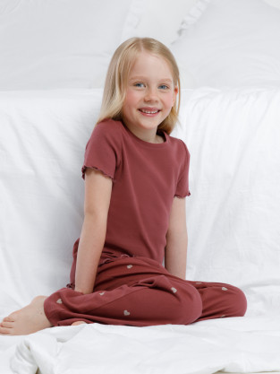 Пижама для девочки, артикул: К 1636, цвет: коричневый