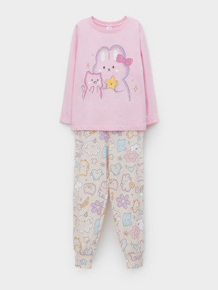 Пижама для девочки, артикул: К 1606, цвет: светло-розовый - 2 фото
