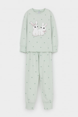 Пижама для девочки, артикул: К 1581, цвет: зеленый - 2 фото