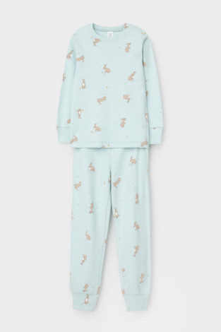 Пижама для девочки, артикул: К 1552, цвет: светло-голубой - 2 фото