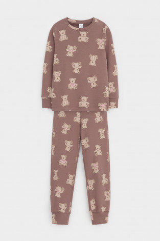 Пижама для девочки, артикул: К 1552, цвет: коричневый - 2 фото