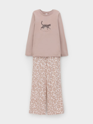 Пижама для девочки, артикул: К 1623, цвет: кофейный - 2 фото