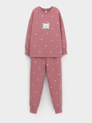 Пижама для девочки, артикул: К 1581, цвет: бордовый - 2 фото