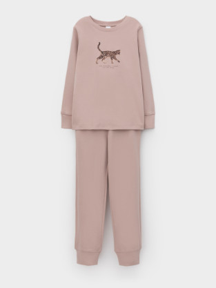 Пижама для девочки, артикул: К 1586/24, цвет: кофейный
