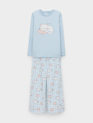 Пижама для девочки, артикул: К 1623, цвет: голубой - 2 фото