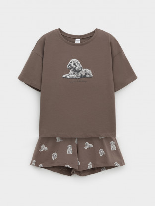 Пижама для девочки, артикул: МП 1658, цвет: коричневый - 2 фото