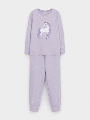 Пижама для девочки, артикул: К 1621, цвет: фиолетовый - 2 фото
