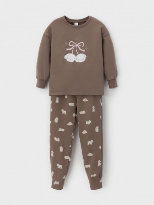 Пижама для девочки, артикул: К 1567, цвет: коричневый - 2 фото