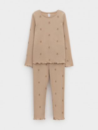 Пижама для девочки, артикул: К 1618, цвет: бежевый - 2 фото