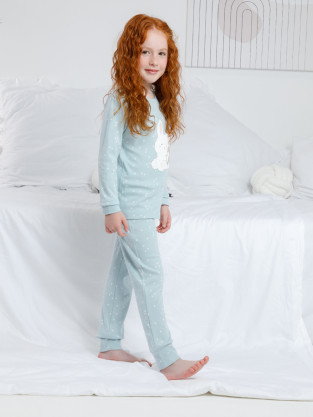 Пижама для девочки, артикул: К 1621, цвет: голубой - 2 фото